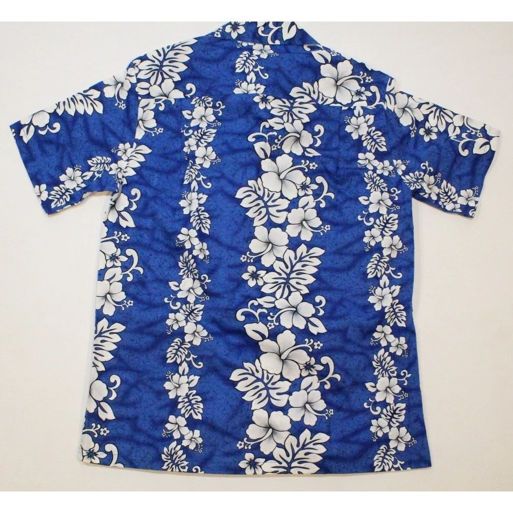 Vintage Winnie Fashion Shirt Mens‎ Medium Blue Hawaiian Aloha Made in Hawaii Y2K